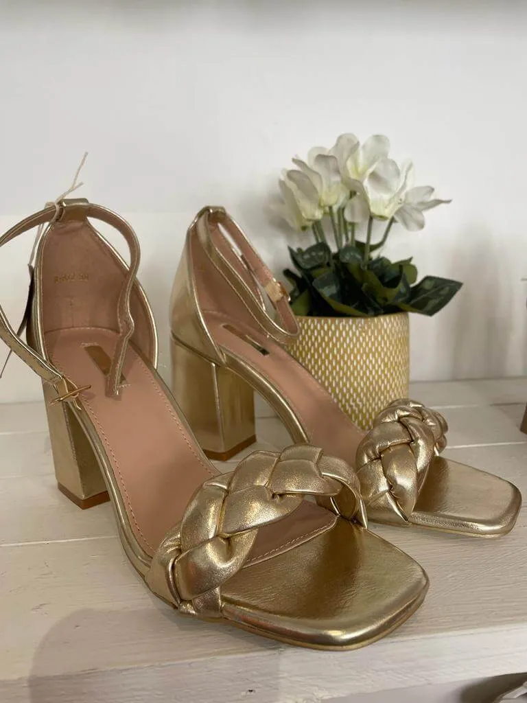 Block Heel Plaited Sandal - Sizes 3, 4, 5, 6 & 7
