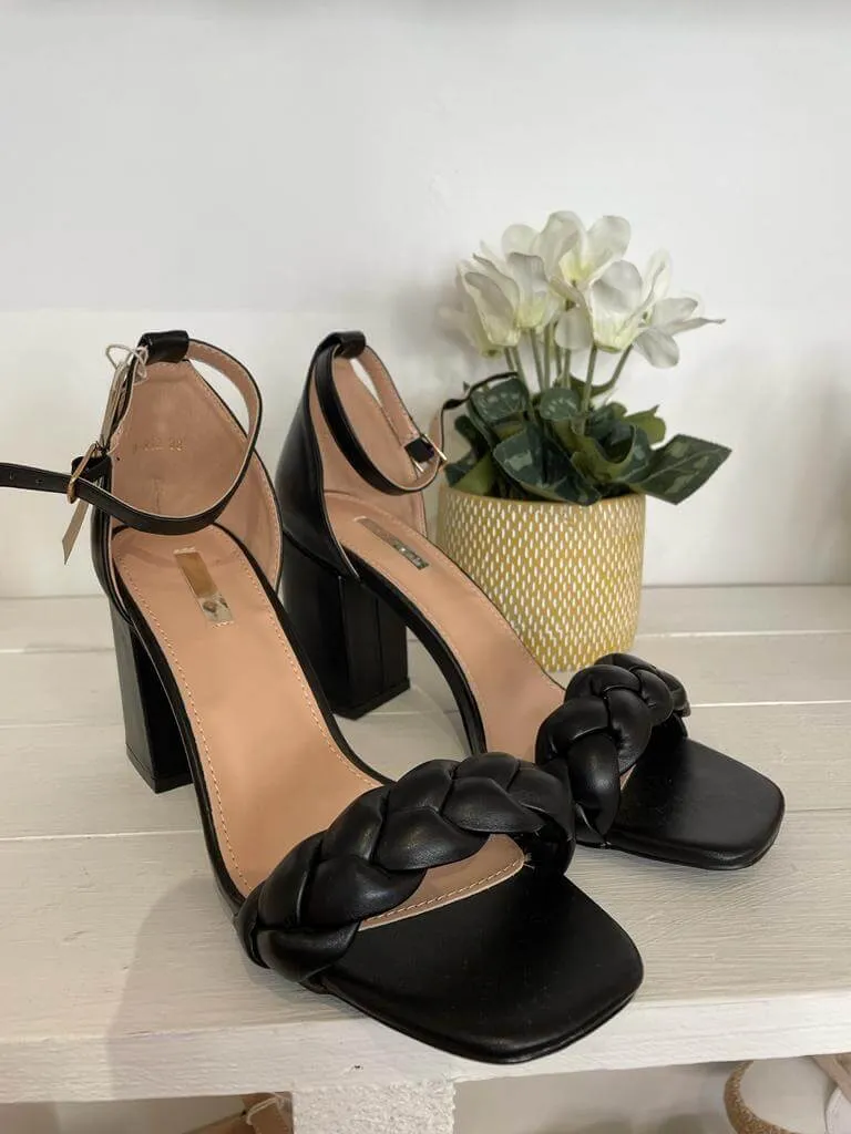 Block Heel Plaited Sandal - Sizes 3, 4, 5, 6 & 7
