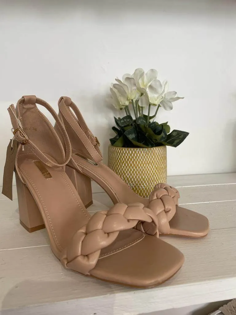 Block Heel Plaited Sandal - Sizes 3, 4, 5, 6 & 7
