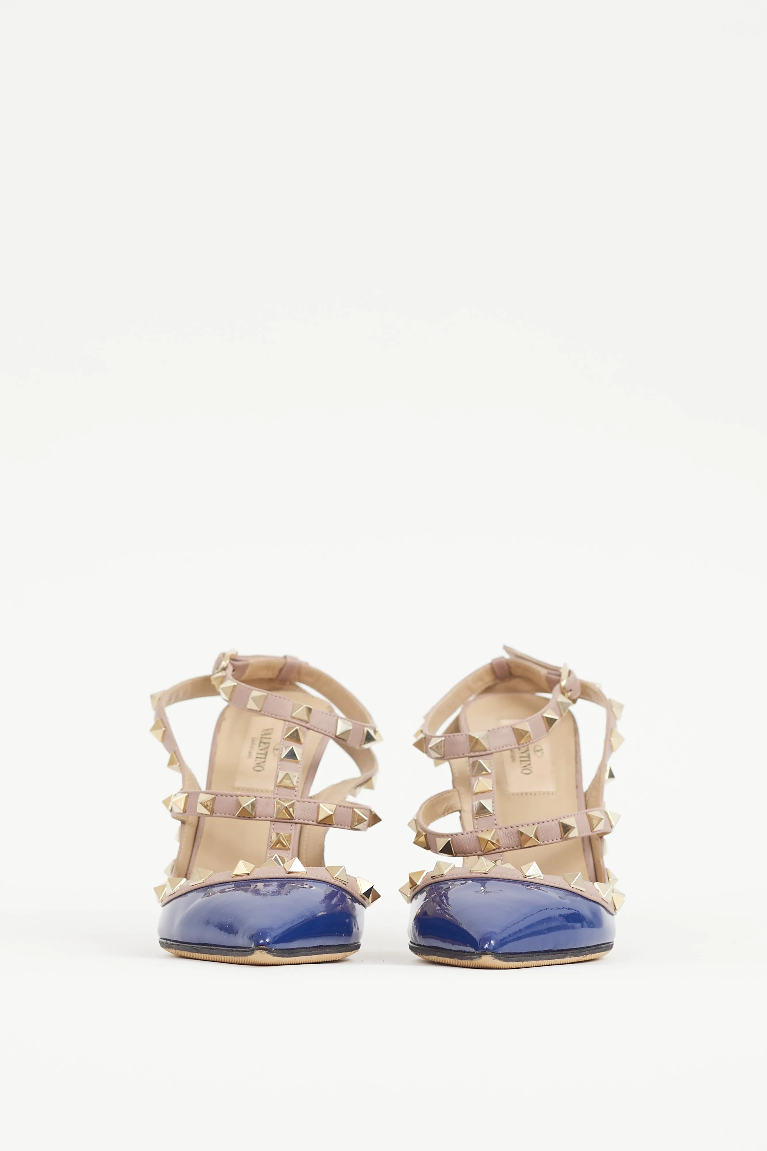 Blue & Pink Rockstud Caged 100 Heel
