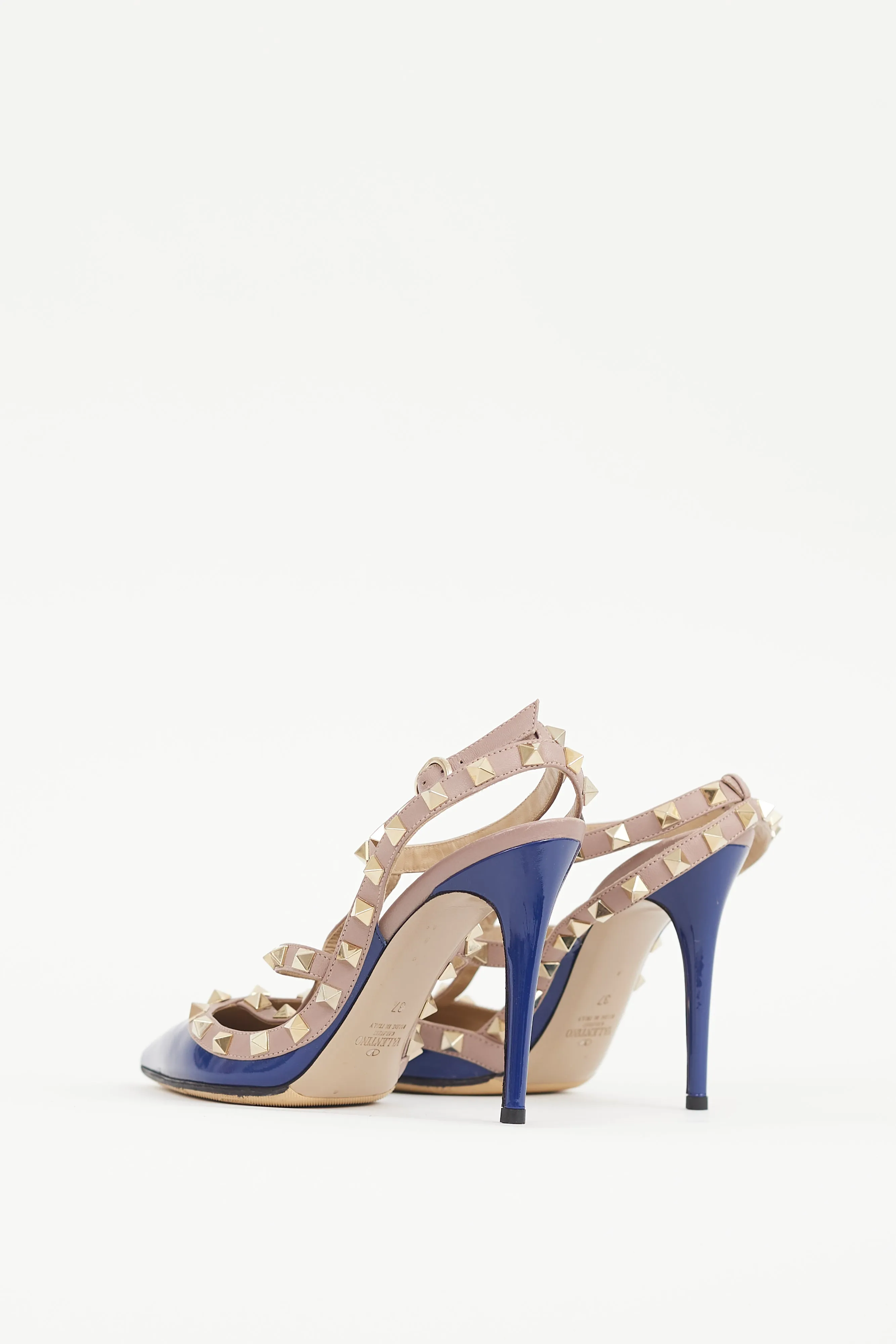 Blue & Pink Rockstud Caged 100 Heel