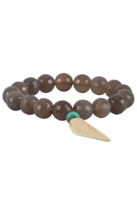 Breathe Deep Designs Agate Bracelet with Bone Feather