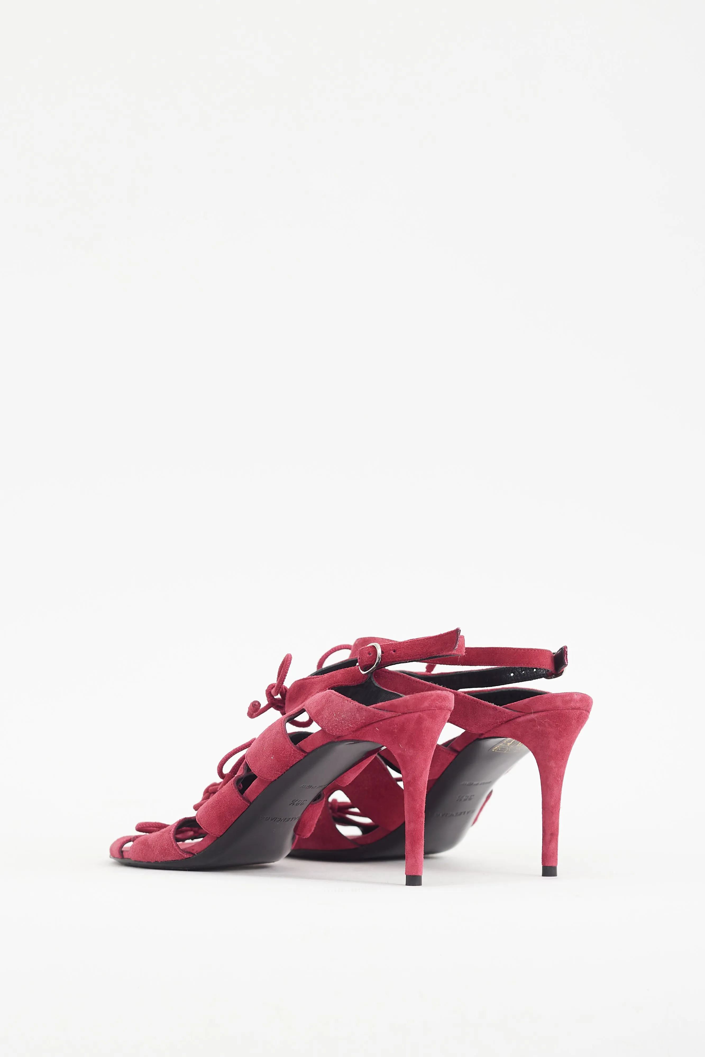 Burgundy Suede Caged Bow Heel