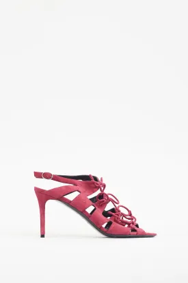 Burgundy Suede Caged Bow Heel
