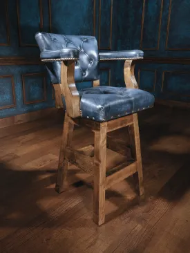 Burnished Blue Chisum Tufted Leather Bar Stool