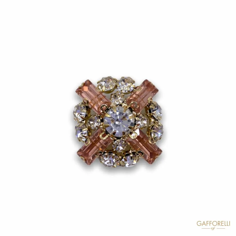 Button Studded with Vintage Rose and Crystal Rhinestones A336 - Gafforelli Srl