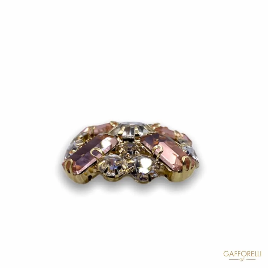Button Studded with Vintage Rose and Crystal Rhinestones A336 - Gafforelli Srl