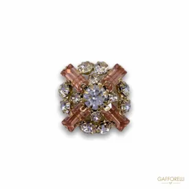 Button Studded with Vintage Rose and Crystal Rhinestones A336 - Gafforelli Srl