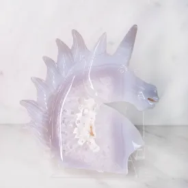 Carved Agate Unicorn With Suger Crystals