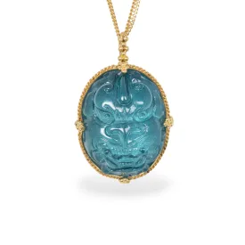 Carved Aquamarine Dragon Necklace