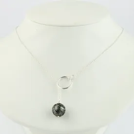 Carved Round 13.5mm Tahitian Pearl Lariat Chain Necklace