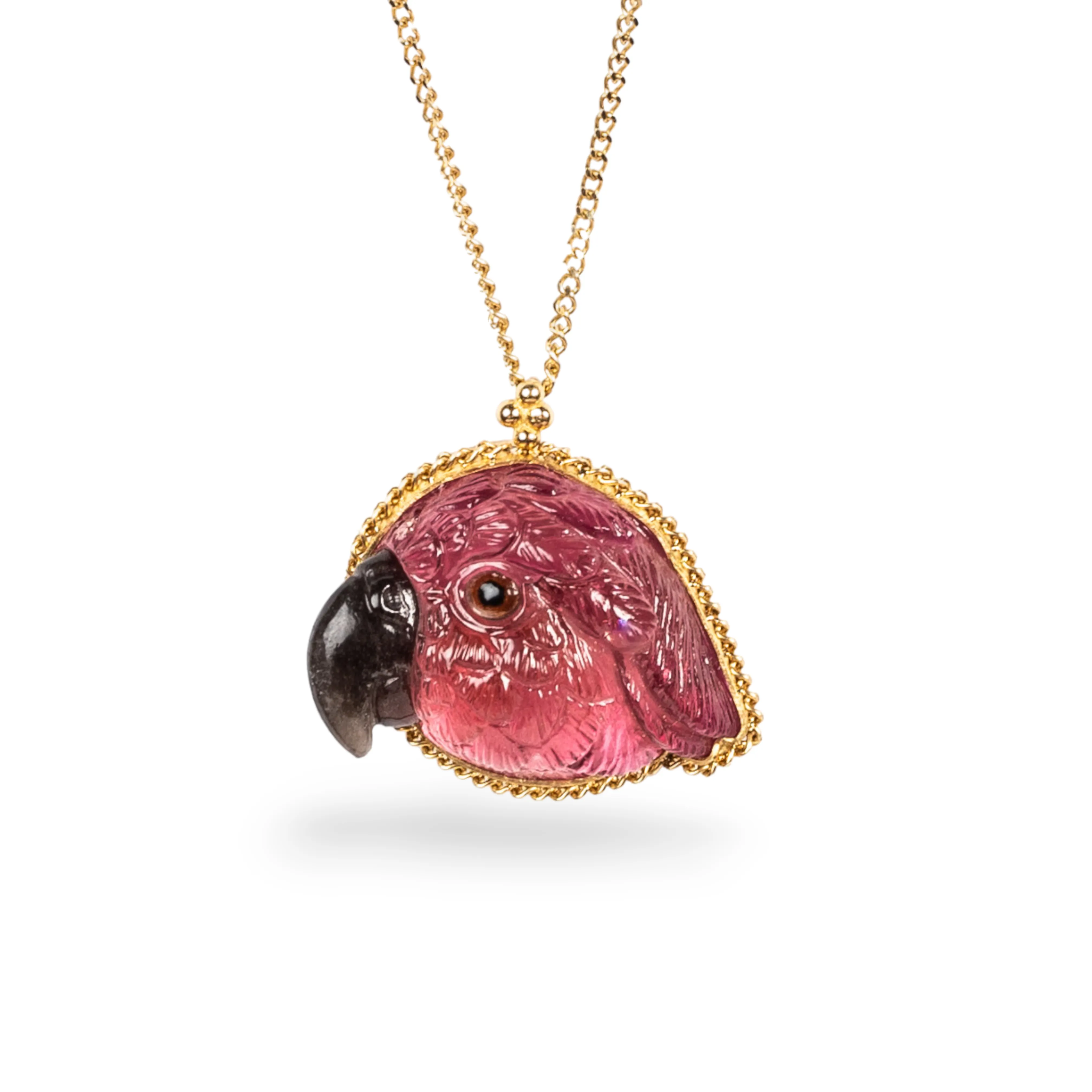 Carved Tourmaline Parrot Necklace