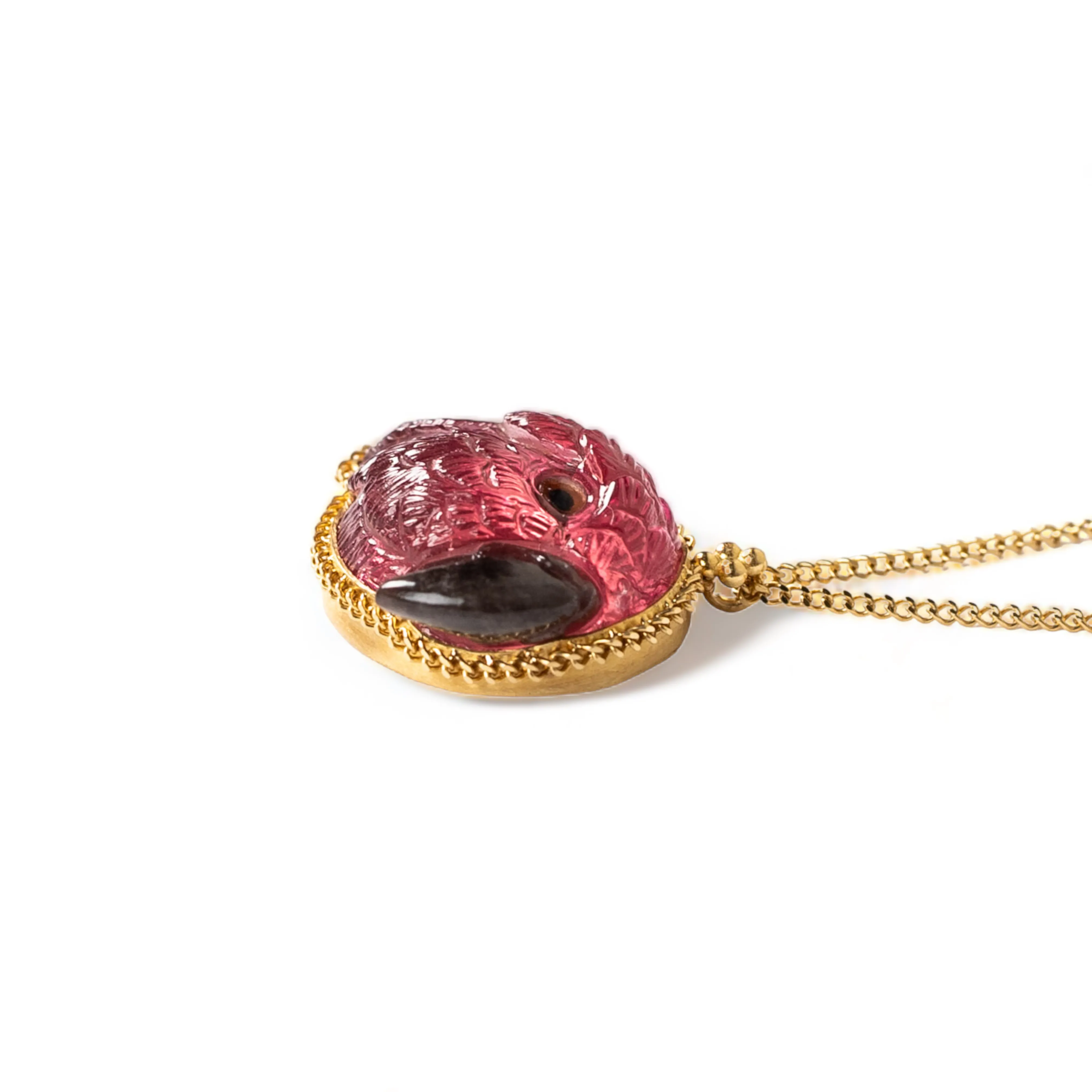 Carved Tourmaline Parrot Necklace