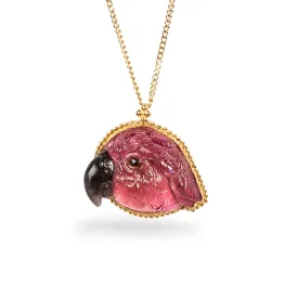 Carved Tourmaline Parrot Necklace