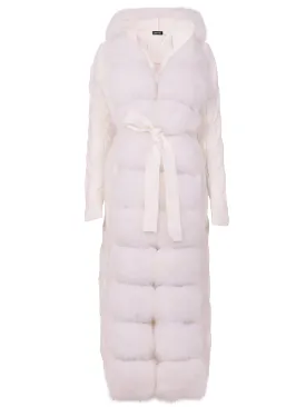 CAVO Fur-Trimmed Cashmere Cable-Knit Cardigan