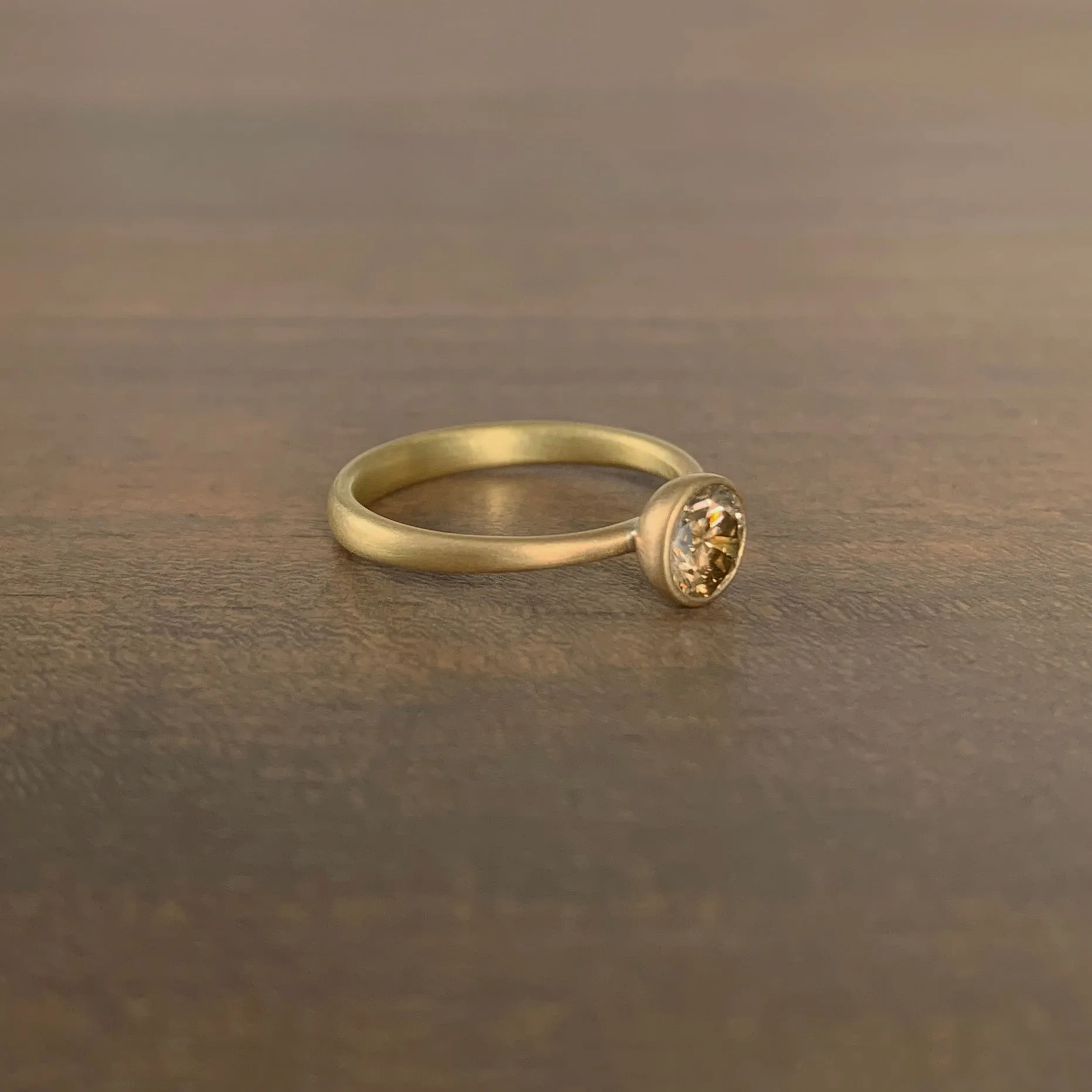 Champagne Brilliant Cut Diamond Domed-Set Ring