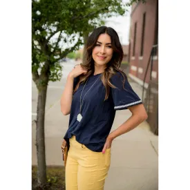 Chevron Stitched Trimmed Tee