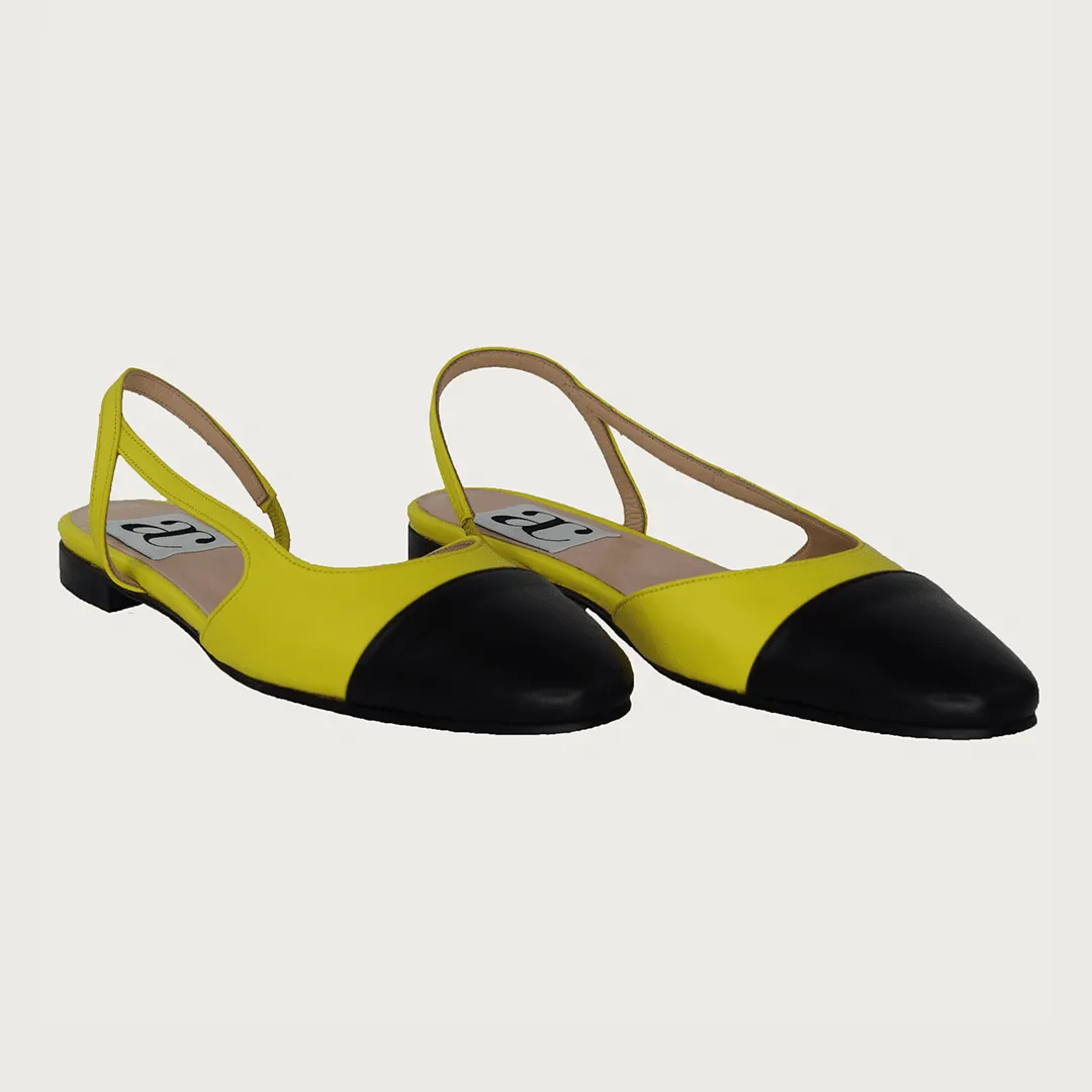 Chloe 10 Slingback Canary Yellow-Black Leather