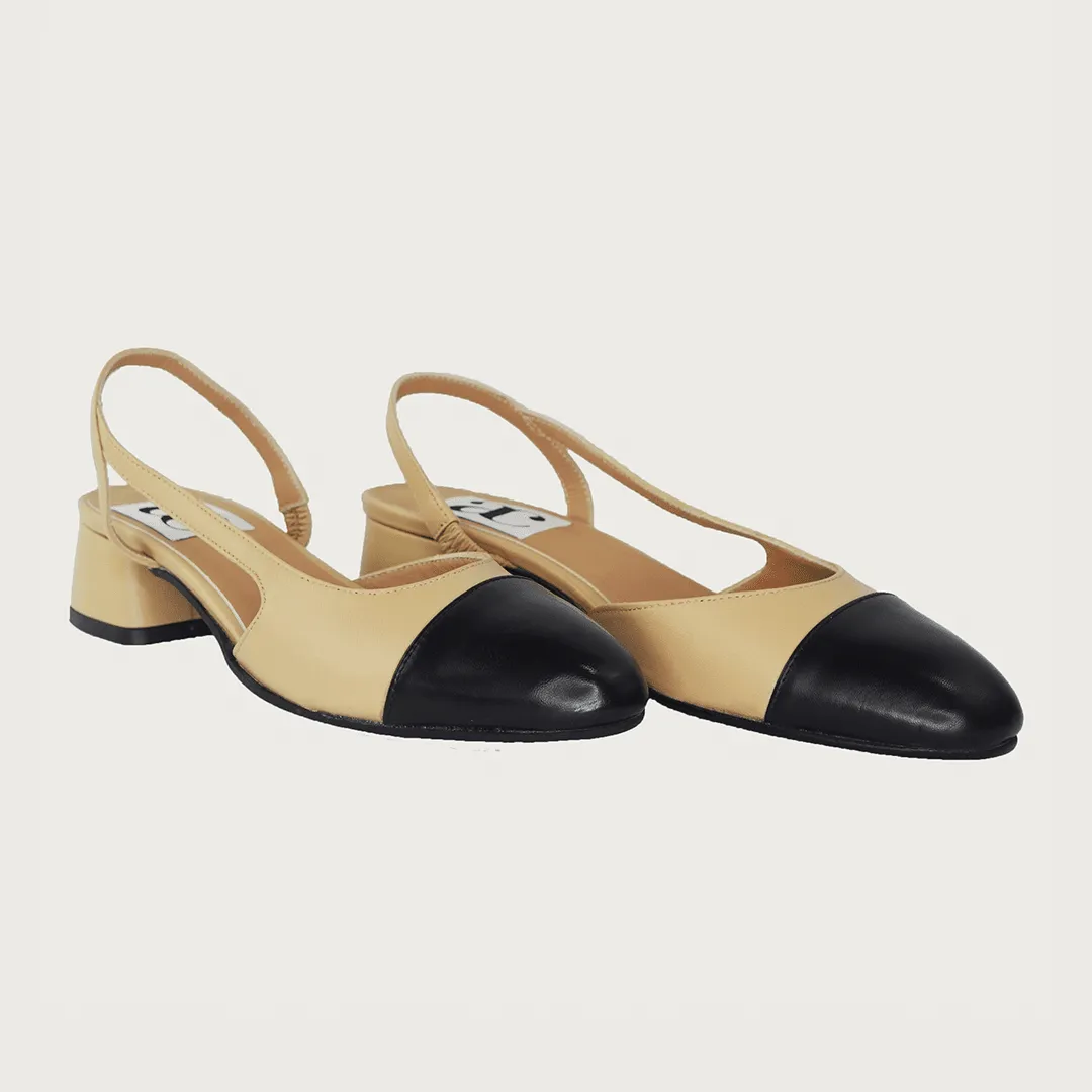 Chloe 30 Slingback Camel-Black Leather