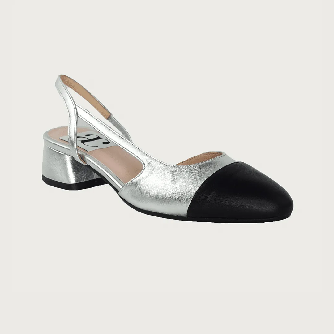Chloe 30 Slingback Silver-Black Leather