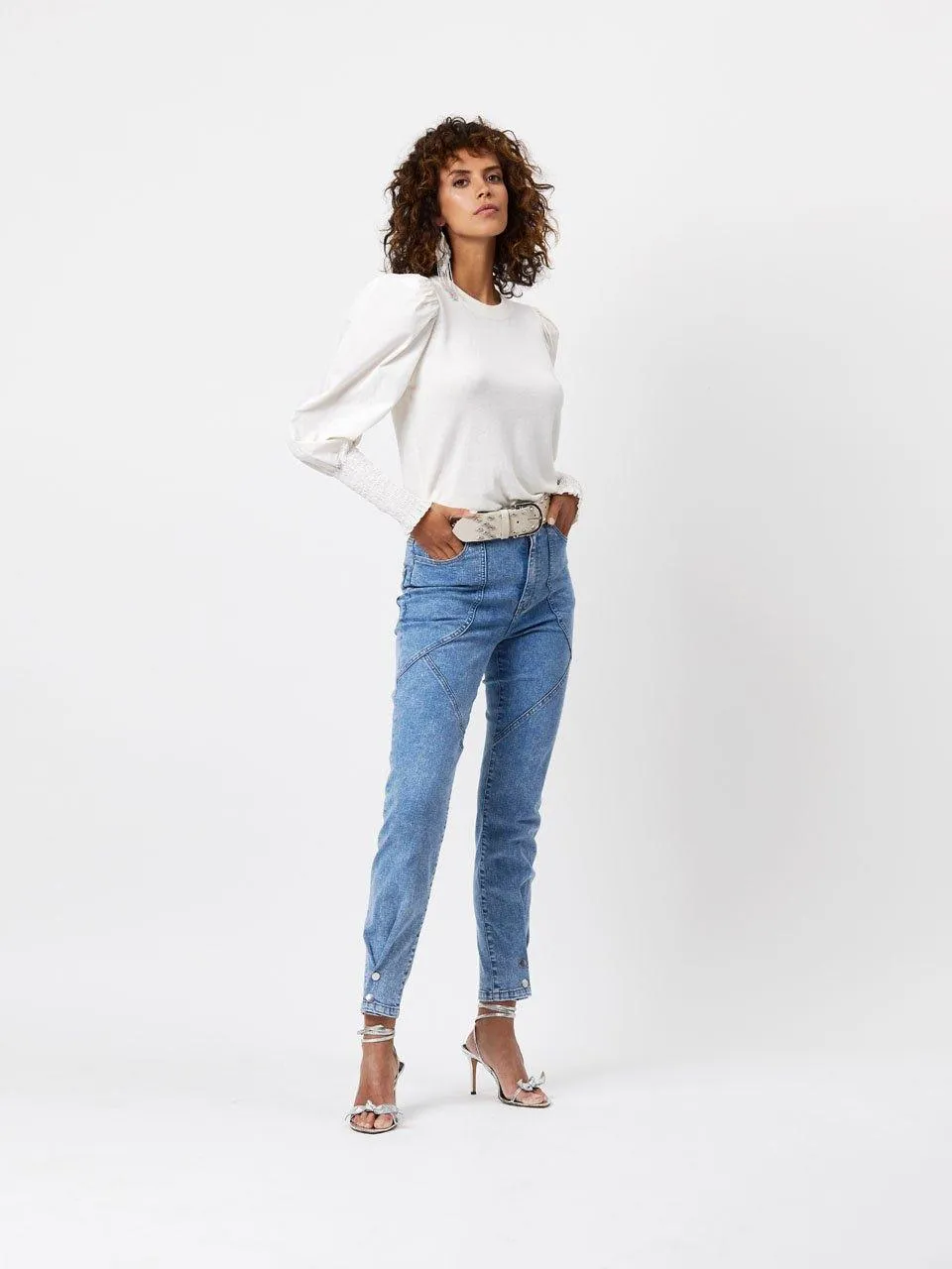 Cinque Leather Rivet Belt Chalk