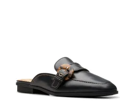 Clarks Women's Lyrical Shine Mule Black Leather 26177391