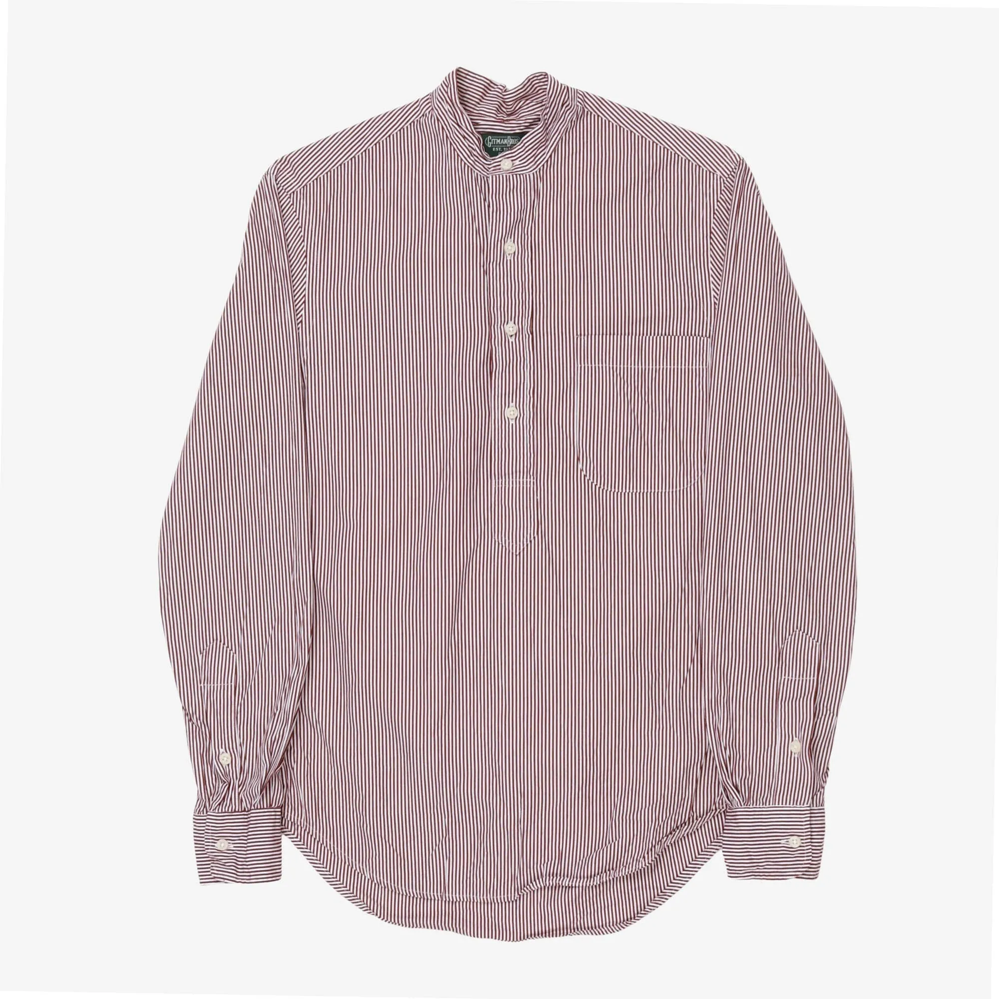 Collarless Striped Shirt