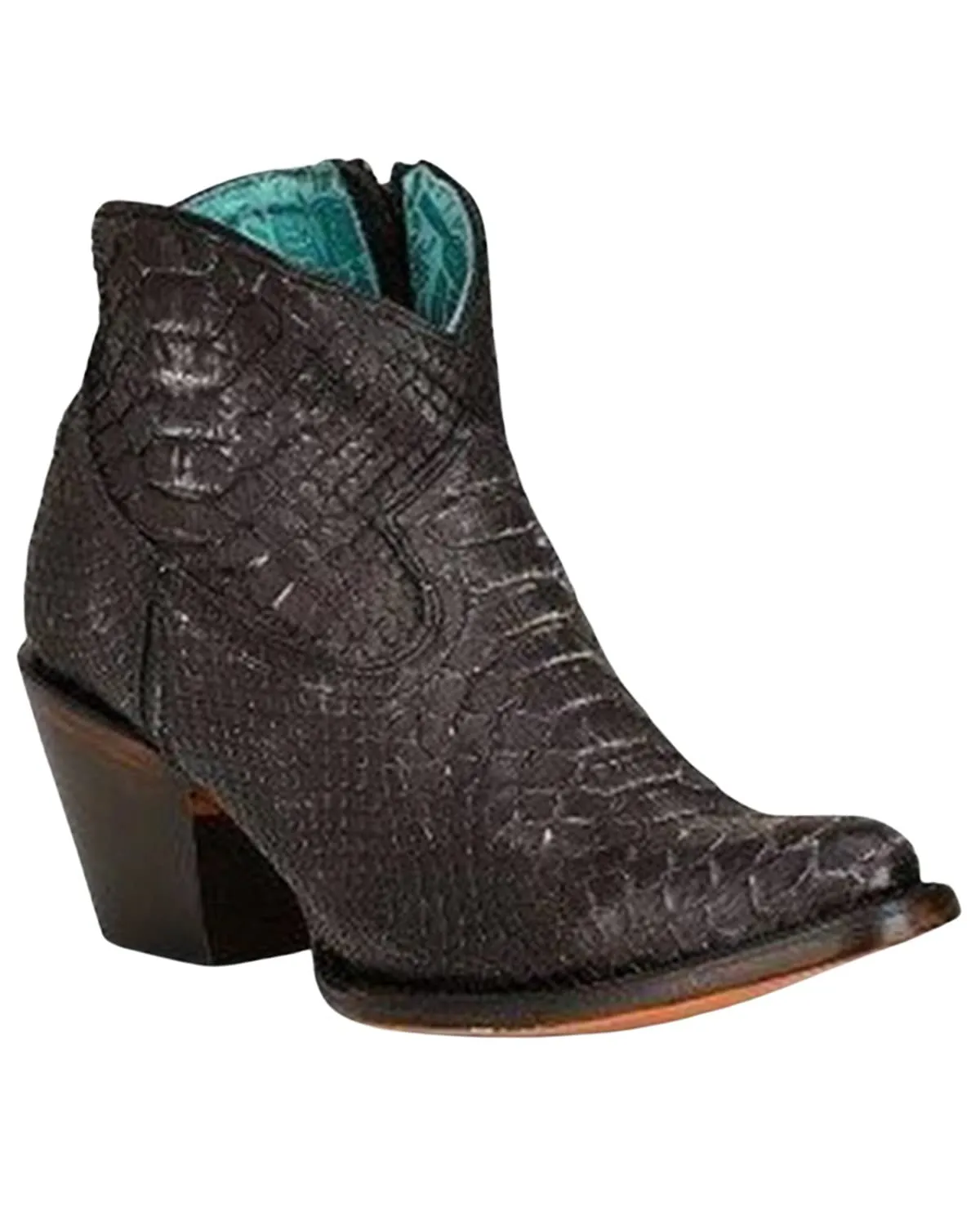 Corral Women's 5" Distressed Black Full Python J Toe Western Bootie