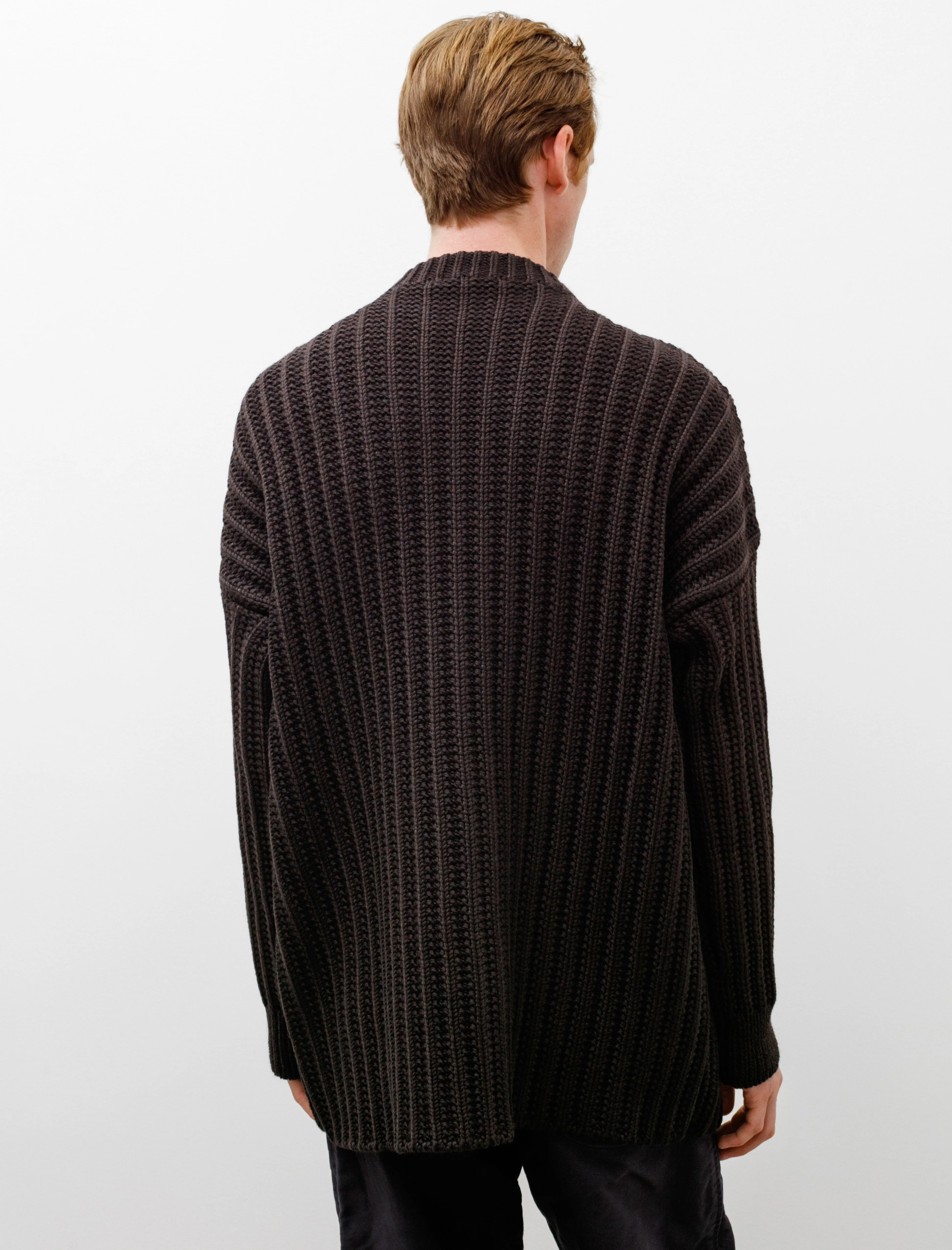 Crew Neck Open Rib Sweater Brown