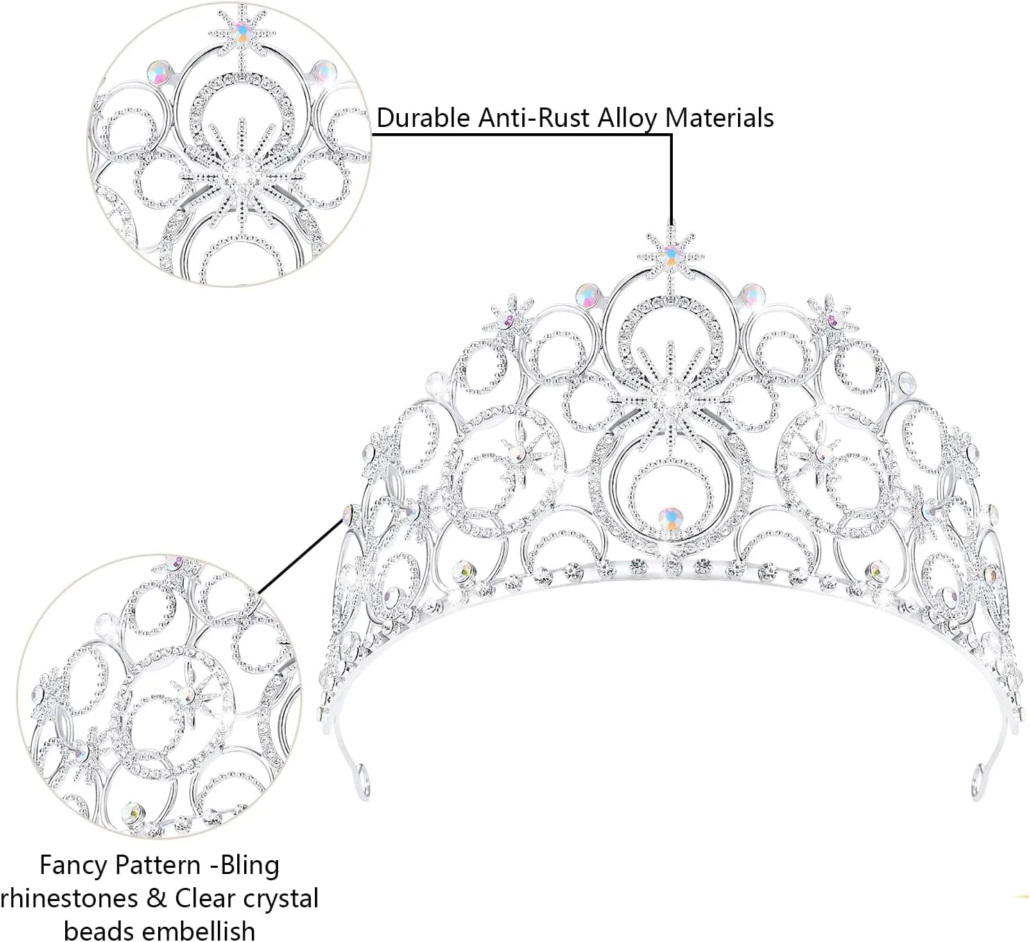 Crystal Crowns for Women, Crystal Bubble TiaraBride Royal Queen Headband Princess Headpieces for Women Bridal Wedding Prom Birthday Party Crowns