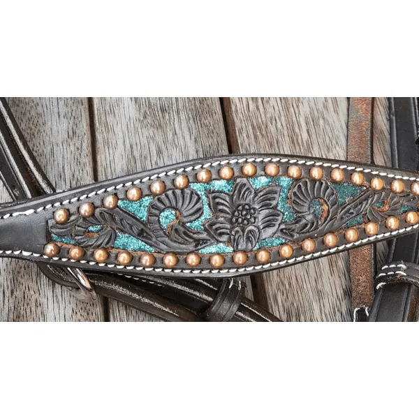 *CSS Barcoo/ Stockmans Breastcollar- Teal Glitter Inlay