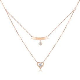 CZ Gold Layered Necklace - AMOUR
