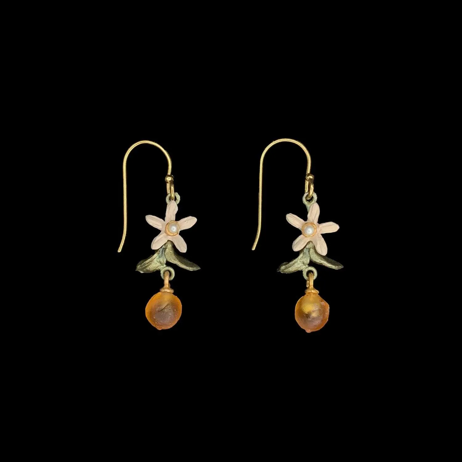 Dainty Orange Earrings - Wire