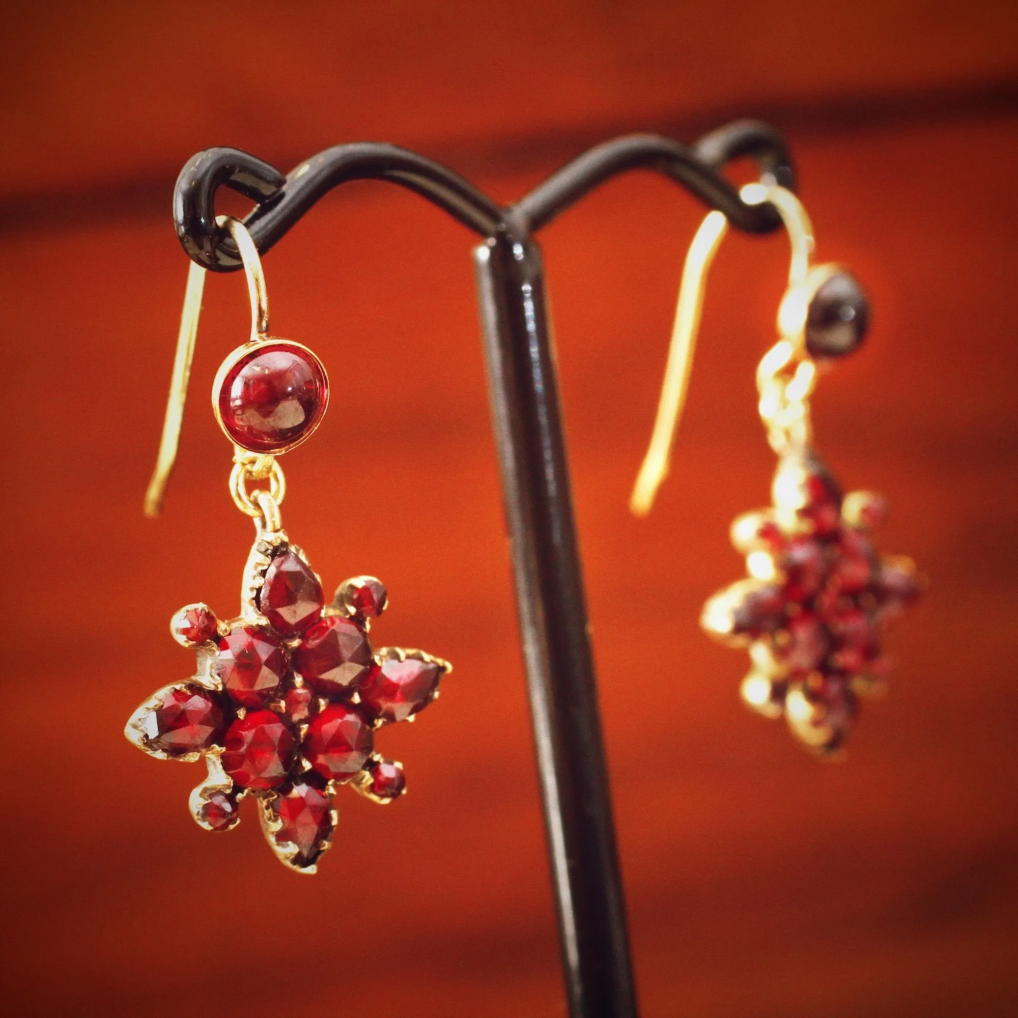 Darling Vintage Bohemian Garnet Drop Earrings
