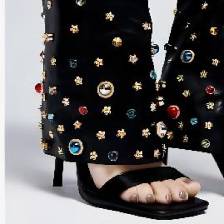 DEANWANGKT  Cross-Border European and American Style Fashion Rivet with Stiletto Heel Fresh Breathable Slim Open Toe Sandal Boots