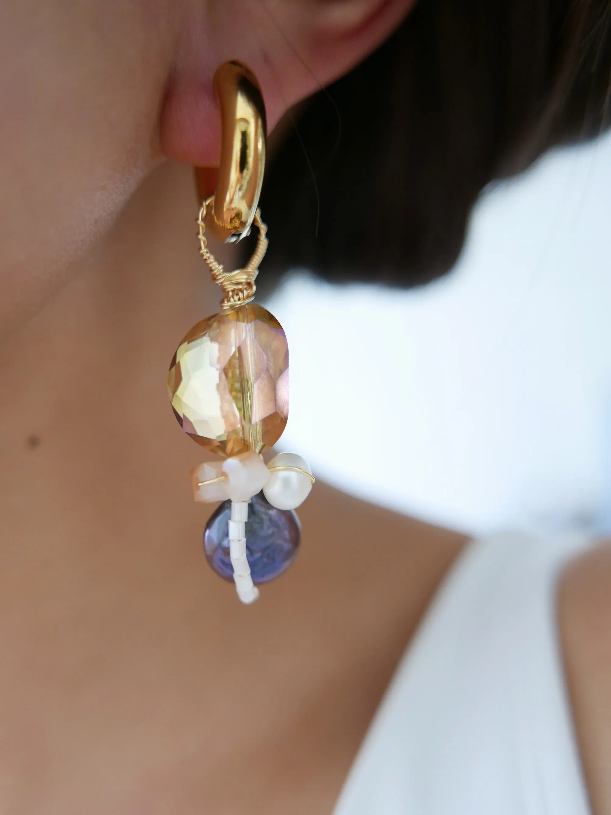 Deep Purple Gold Earrings