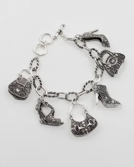 Diamond Cut 'Heels & Purses' Charm Bracelet