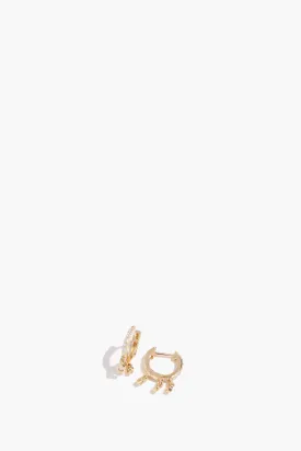 Diamond Huggies with Bezel Diamond Drops in 14k Pave