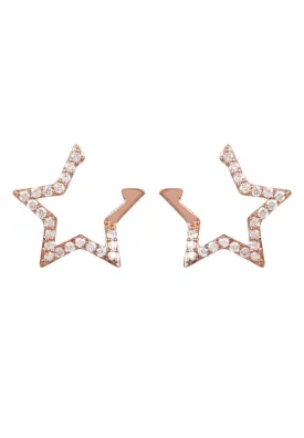 Diamond Open Star Earrings Rosegold