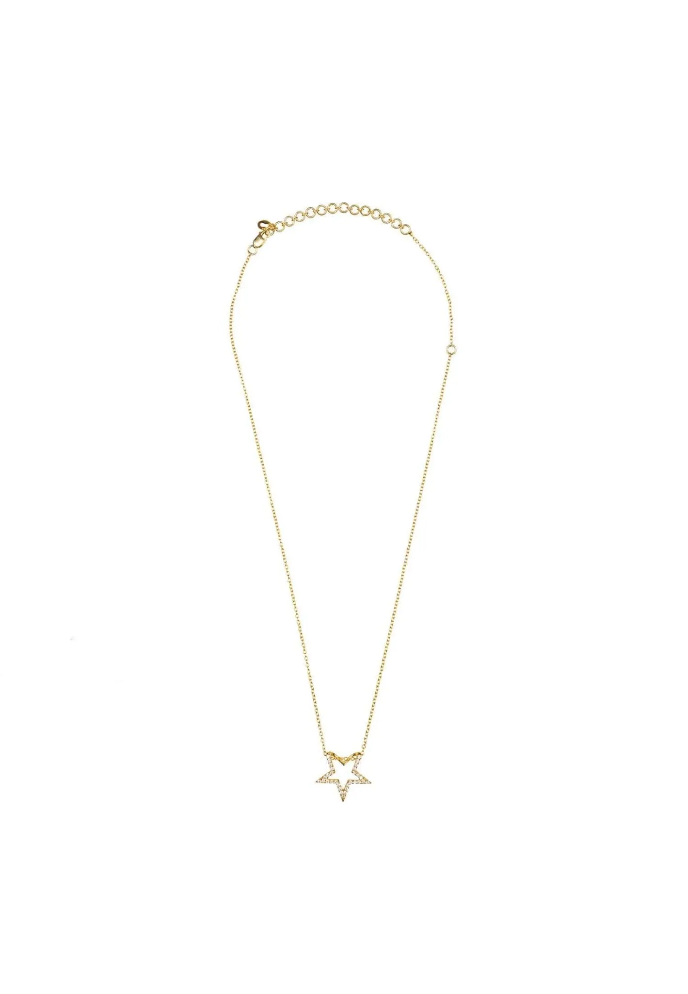 Diamond Open Star Pendant Necklace Gold