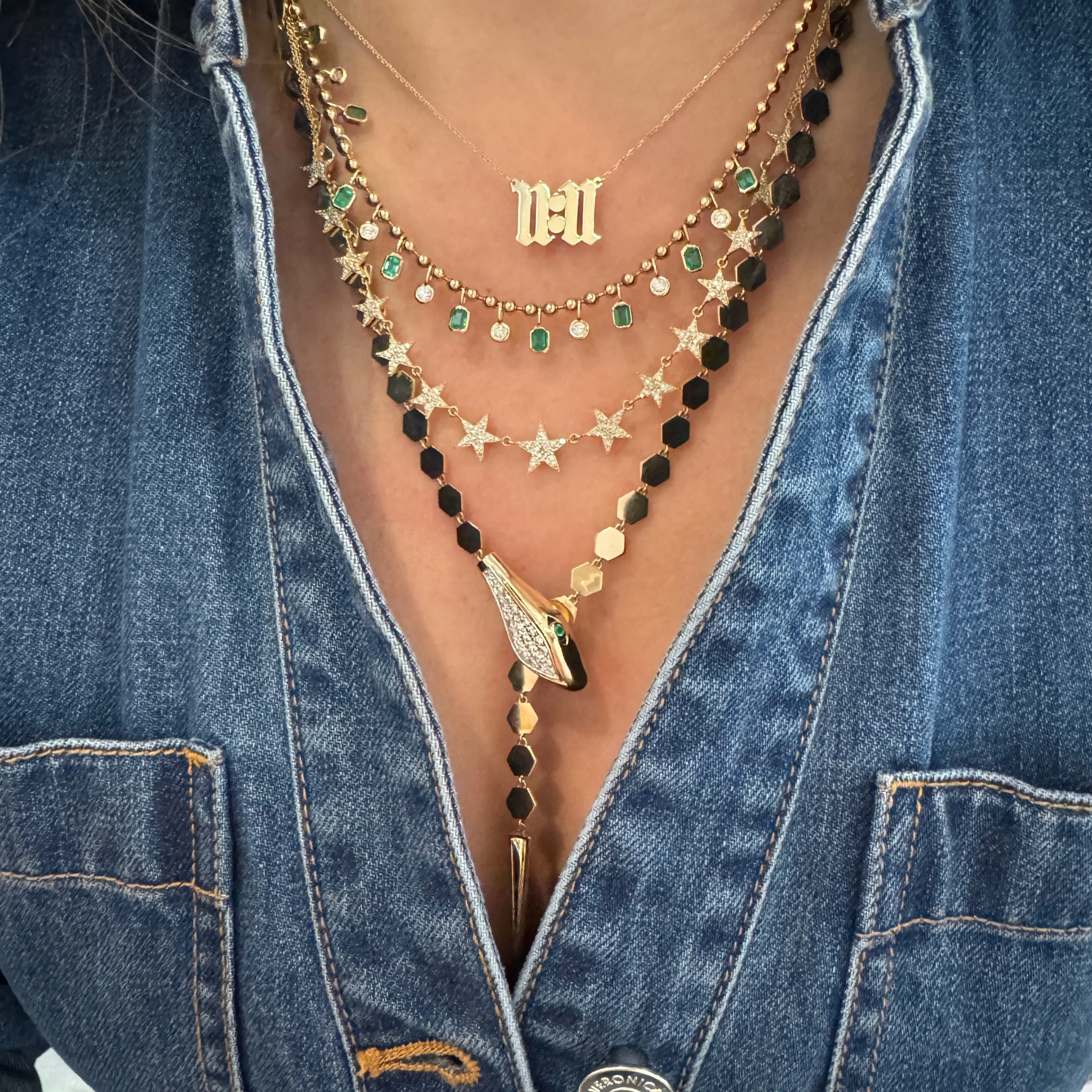 Diamond Studded Double Chain Star Necklace