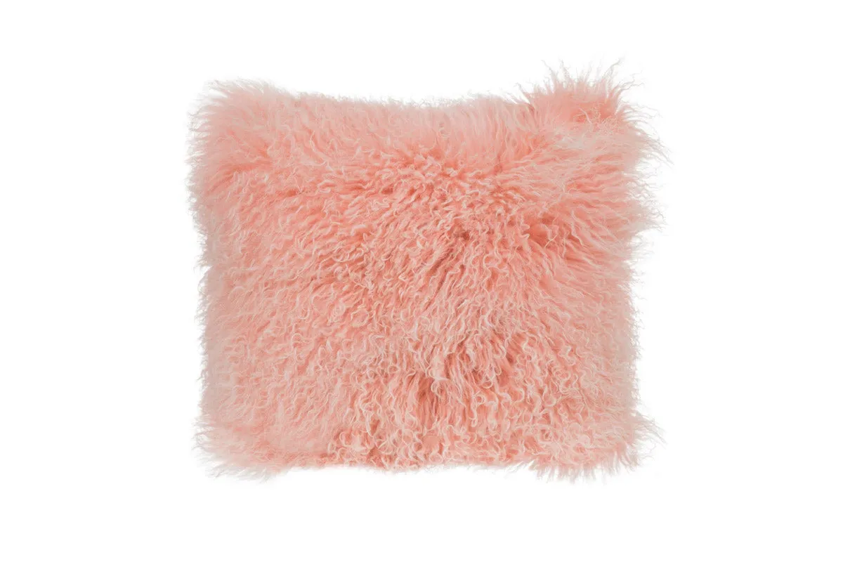 Double Dipped Mongolian Fur Pink Pillow