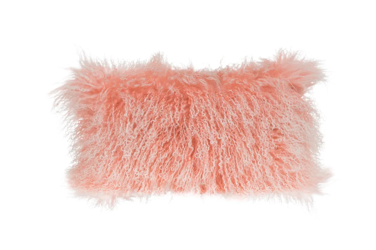 Double Dipped Mongolian Fur Pink Pillow