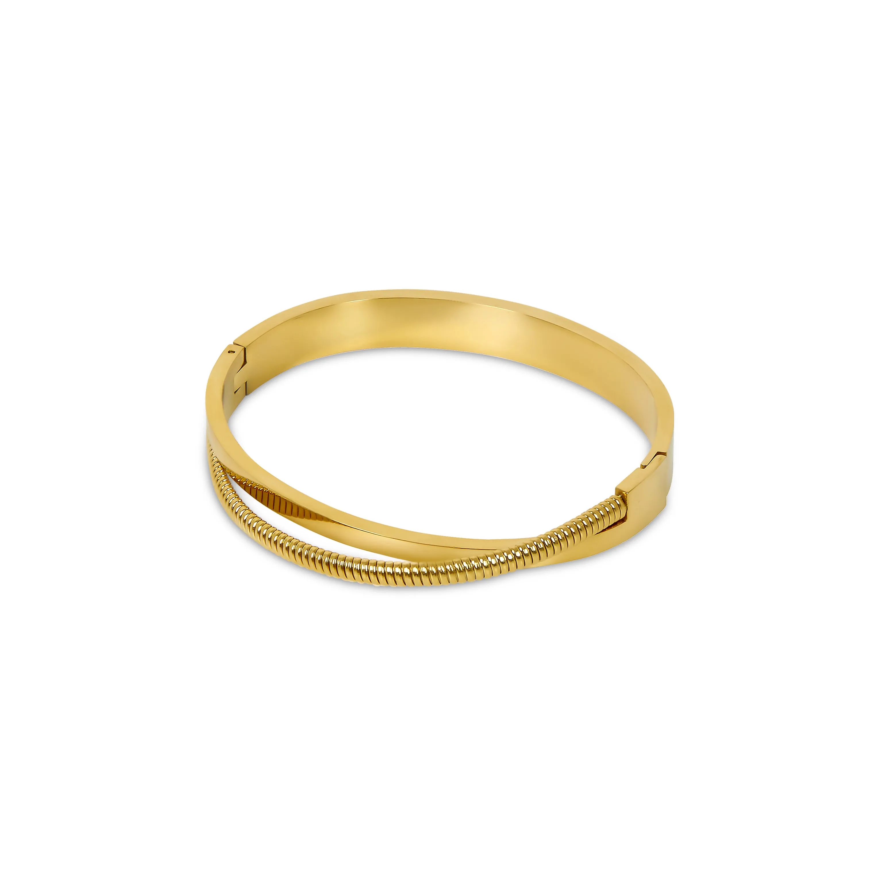 Double Layer Chunky Bangle - Gold
