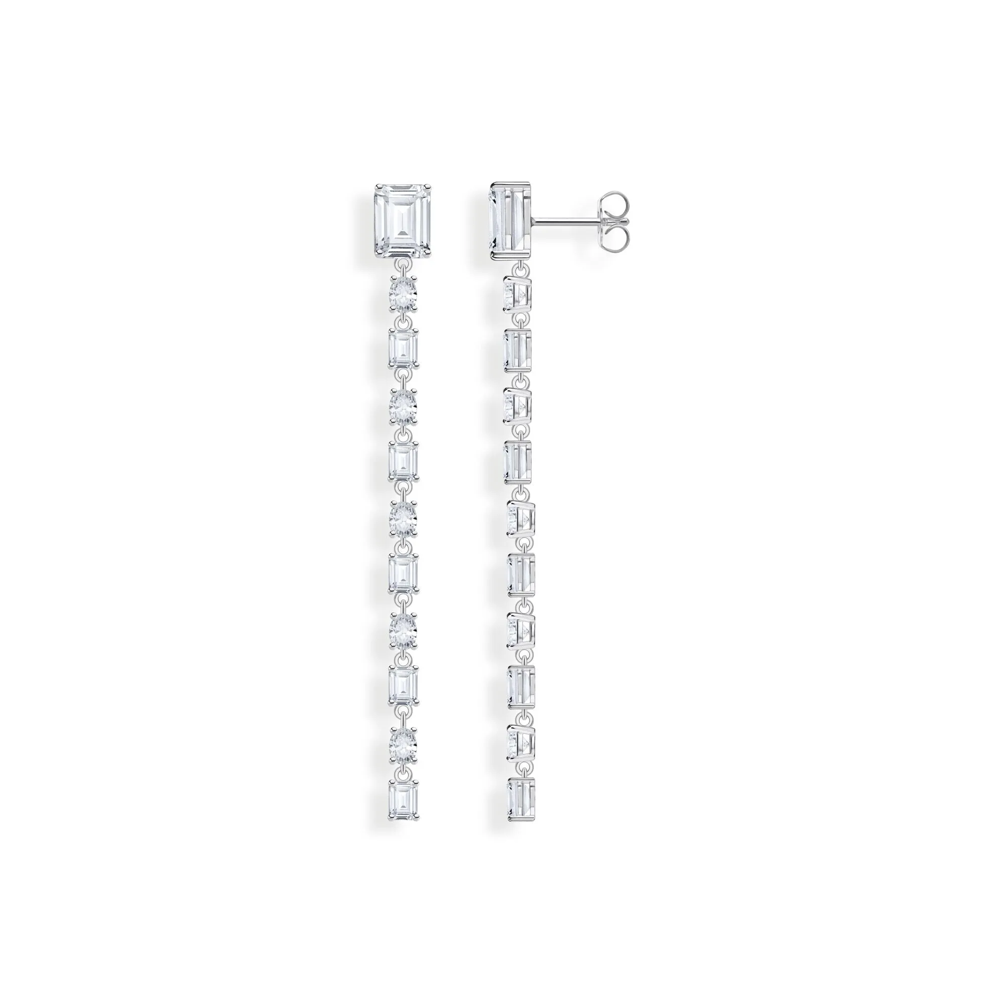 Drop Earrings with white stones silver