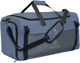 Eackrola Large Sports Gym Bag, Travel Duffel bag with Wet Pocket & Shoes Compartment for men women, 65L, Lightweight??Haze Blue??