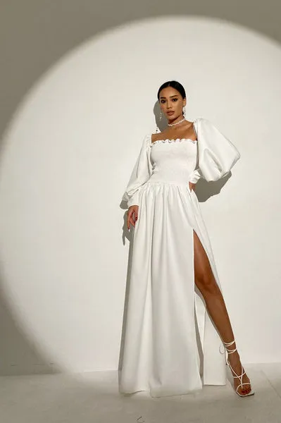 Elegant Dress For Any Body Shape, White Dress S, M, L, XL