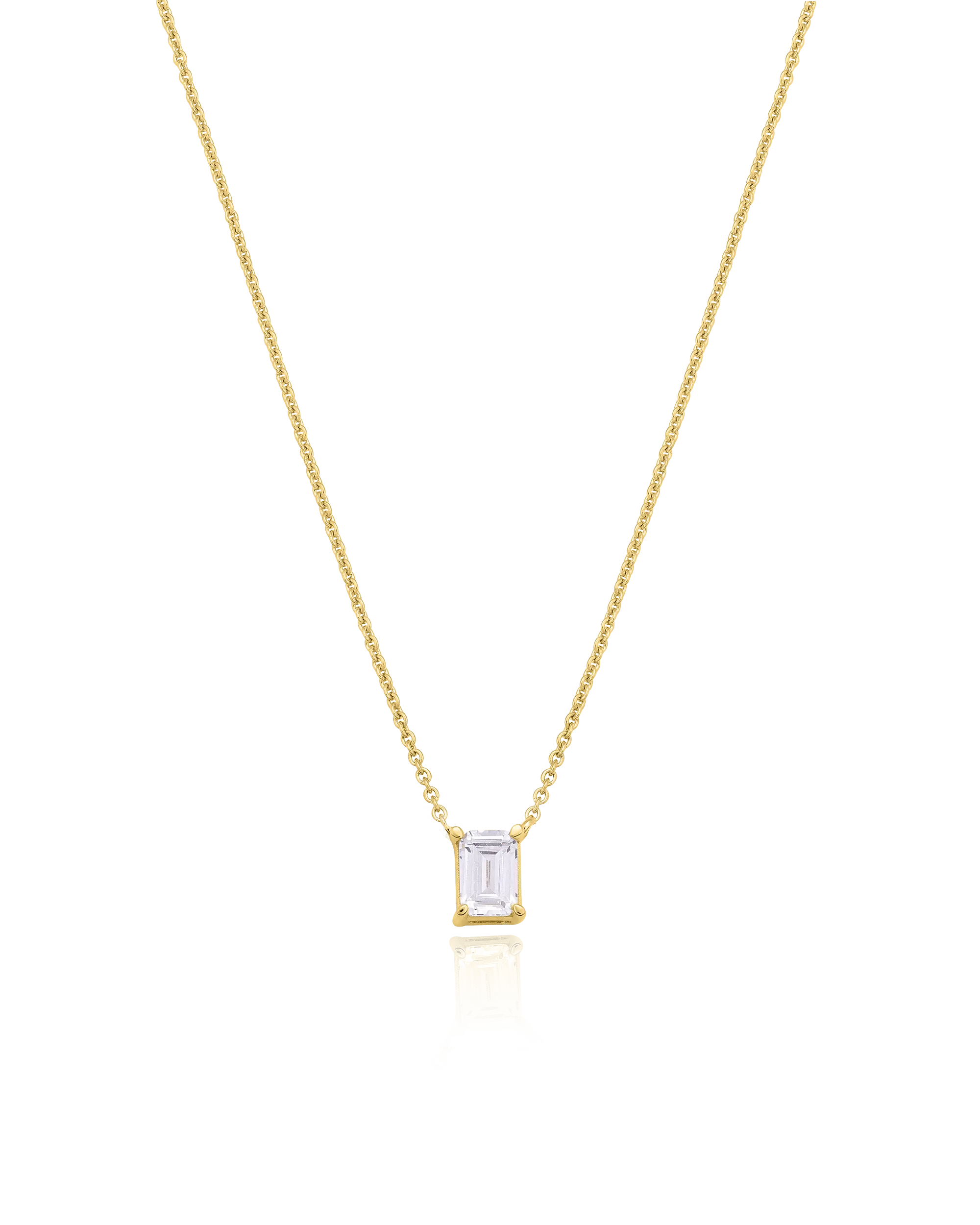 Emerald Solitaire Diamond Necklace - 925 Sterling Silver