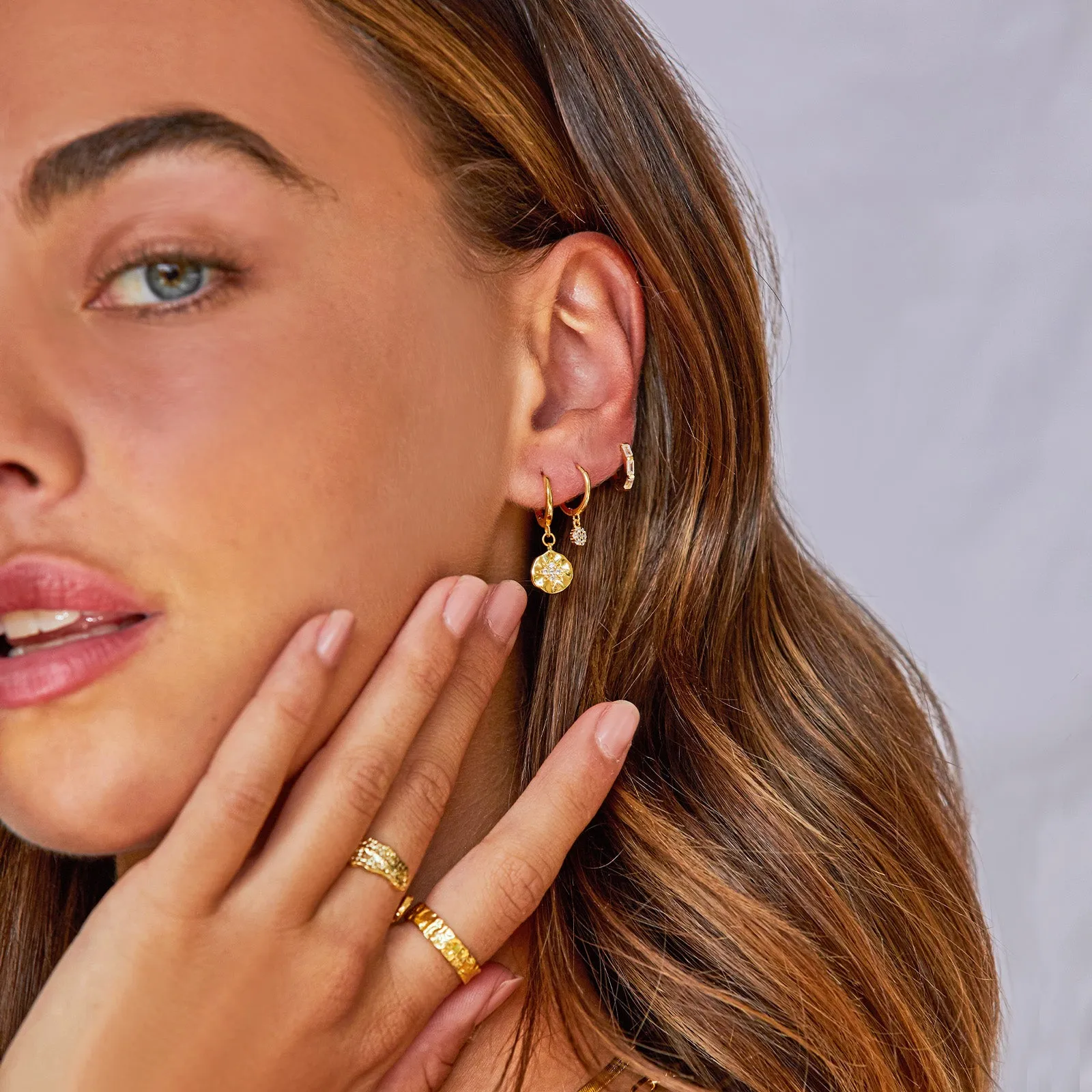 Estrella Gold & Zircon Hoop Huggies