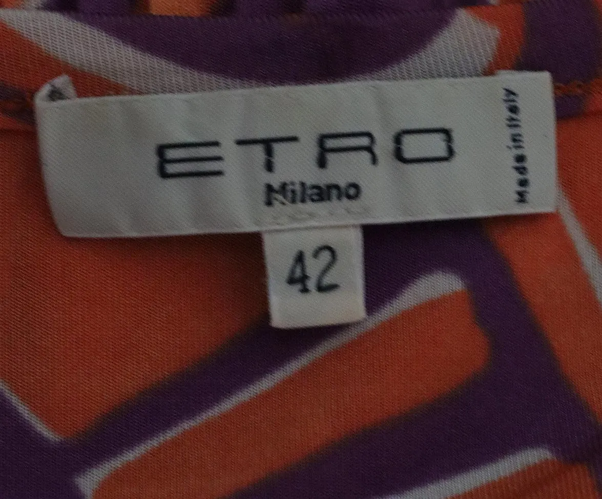 Etro Orange & Purple Pleated Top sz 6
